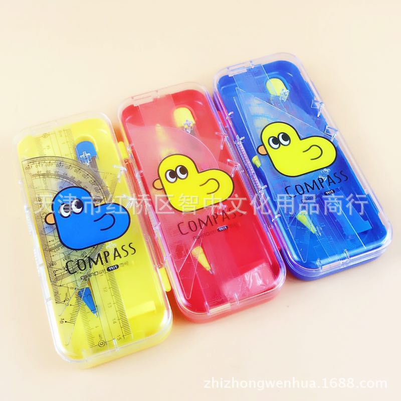 Hobby new 7917 cute little duck drawing set ruler + Compass + rubber + ruler student drawing set