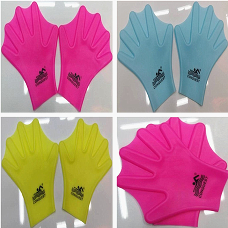 Silicone Webbed Diving Products Children's Adult Speed Swimming Aid Full Palm Webbed Duck Swimming Training Gloves Paddling