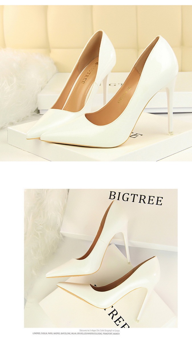 Giày cao gót nữ mũi nhọn da bóng gót nhọn siêu cao phong cách thanh lịch — 9511-6 Đen 10,5 cm, 9511-6 Lạc Đà 10.5CM, 9511-6 Màu Đỏ 10.5CM, 9511-6 màu nâu 10.5CM