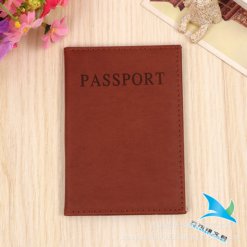 Factory wholesale English plain pu leather passport passport book bright multi-functional document protection cover