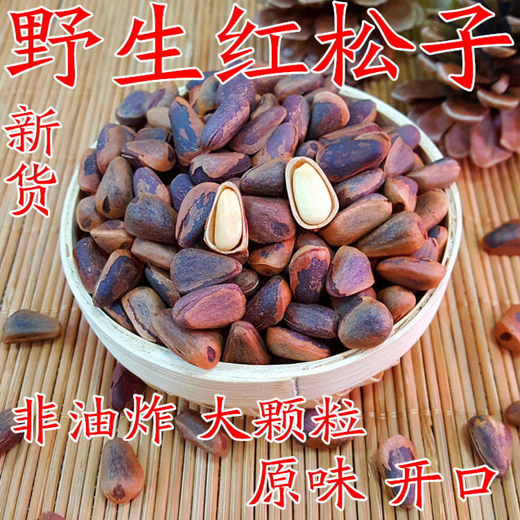 Wild Dried Roasted Red Pine Nuts, Original Flavor, Specialty from Northeast China, New Stock from Heilongjiang, 500g, Free Shipping, Easy to Peel