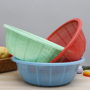 Factory Direct Sale 30m Large Milan Rice Washing and Vegetable Basket Round Plastic Frame Storage Basket with Large Capacity