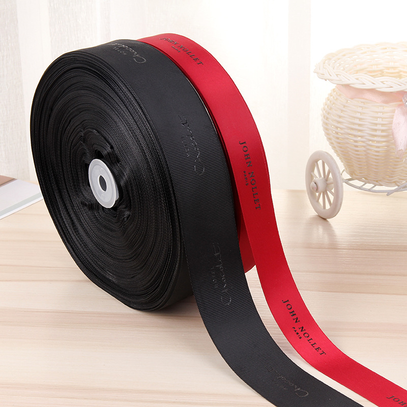 Customized Heat-Setting Printed Ribbed Belt with Stereo Printing Clothing Wedding Ribbon Printed Letter Gift Packaging Ribbon