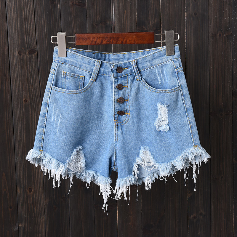 Womens Distressed Gray Denim Shorts Plus Size Loose Fit Frayed Hem Summer Casual Wear Wholesale Available