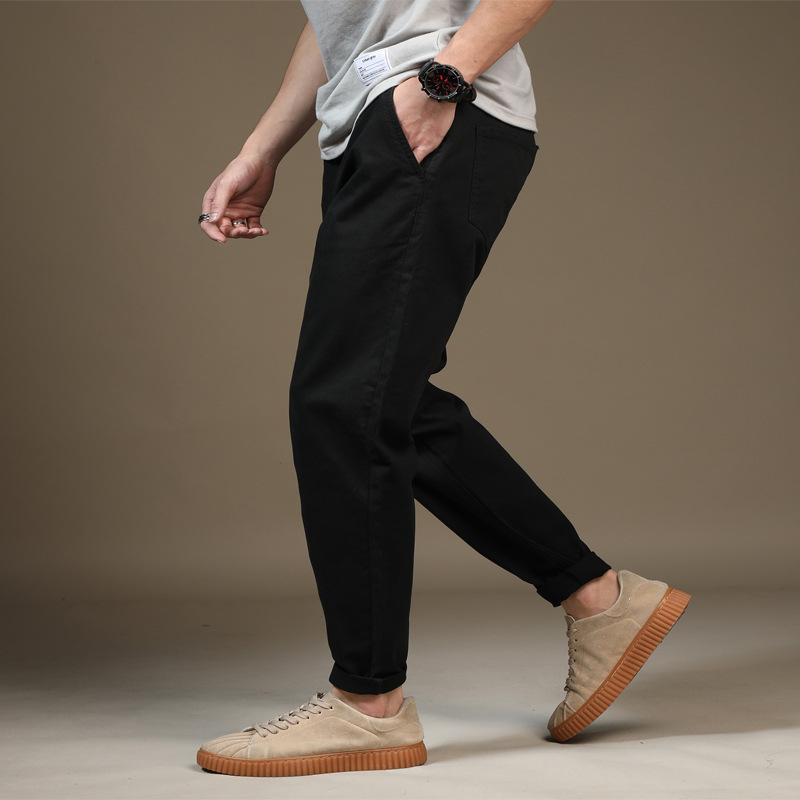男士裤子秋季新款2024休闲裤男黑色宽松小脚百搭胖子大码哈伦裤潮