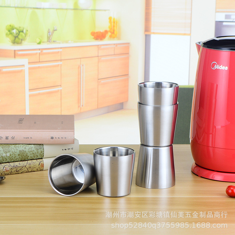Korean-style 304 stainless steel double-layer water cup beer cup restaurant dining Cup insulated children's cup barbecue Cup
