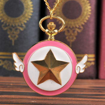 Angel Wings Sakura Star Chain Pocket Watch Quartz Watch Nostalgia Sailor Moon Pocket Watch Wholesale 8821
