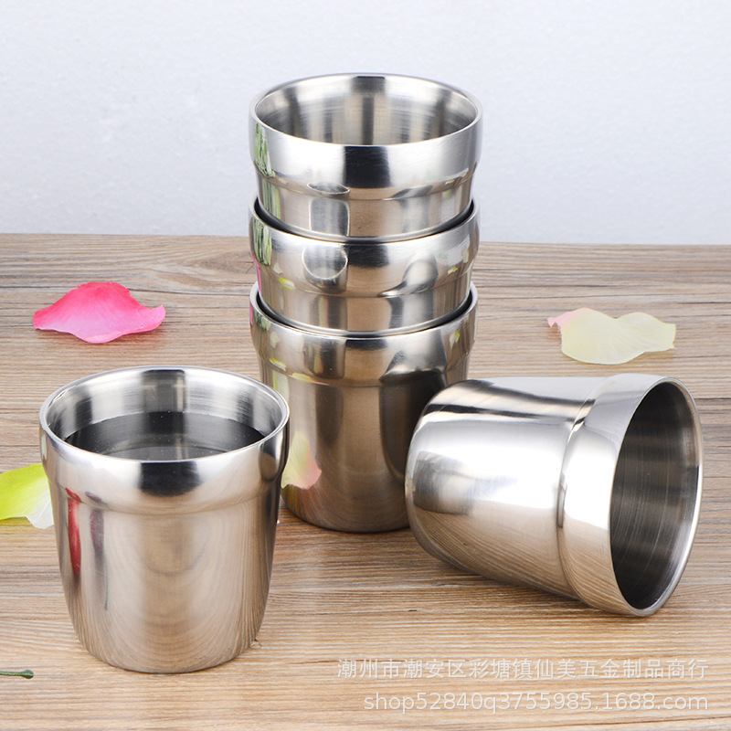 Korean-style 304 stainless steel double-layer water cup beer cup restaurant dining Cup insulated children's cup barbecue Cup