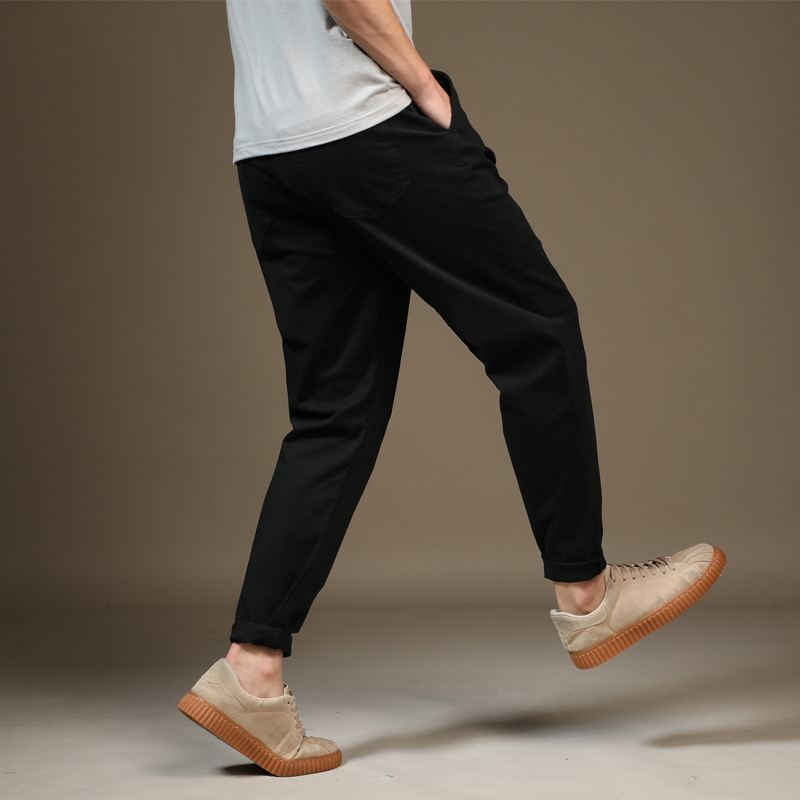 男士裤子秋季新款2024休闲裤男黑色宽松小脚百搭胖子大码哈伦裤潮