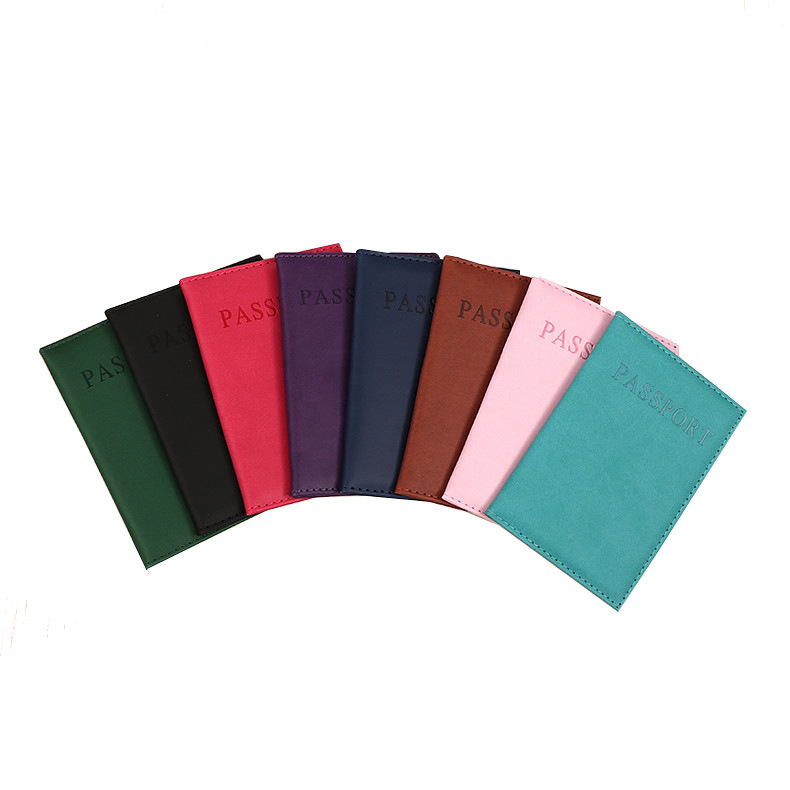 Factory wholesale English plain pu leather passport passport book bright multi-functional document protection cover