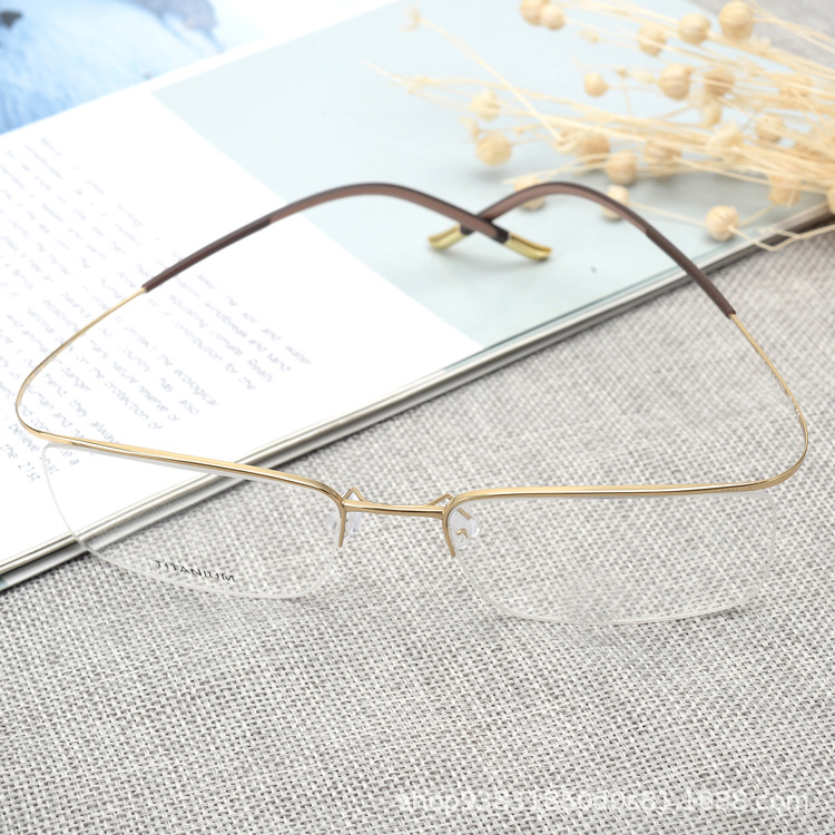 Men's and women's glasses frame pure titanium myopia glasses frame half frame retro glasses frame wholesale