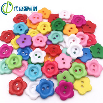 Wholesale Two-Eye Plum Blossom Plastic Buttons Cartoon Flower Abs Plastic Buttons Children's Clothing Resin Plum Blossom Buttons