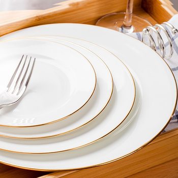 Phnom Penh Steak Plate, European Handmade Ceramic Dinner Plate, Flat Moonlight Plate, Printable Shop Trademark Logo