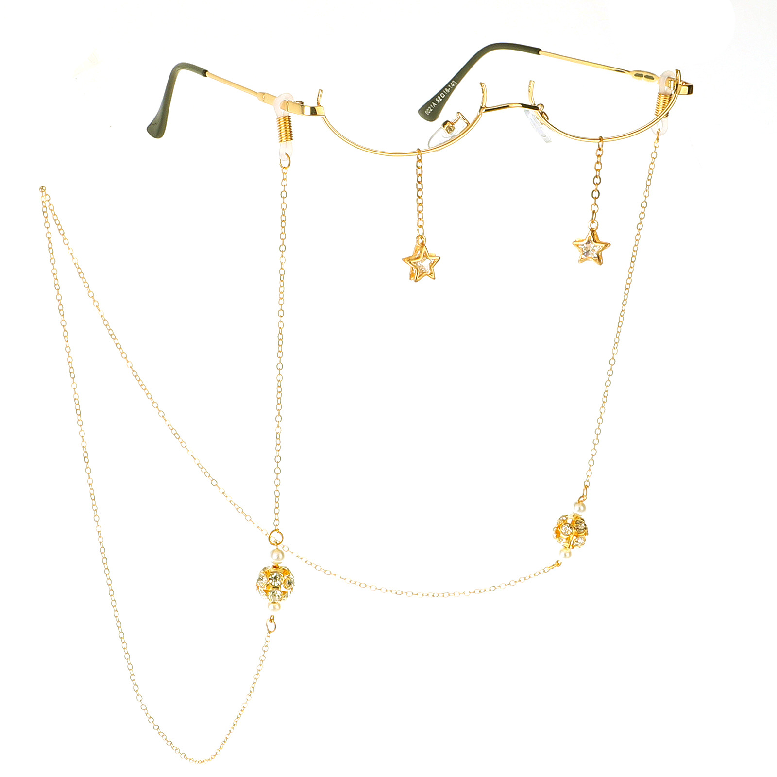 New No Lens Secondary Decorative Glasses Frame Personalized Star Zircon Diamond Hanging Chain Glasses Frame Glasses