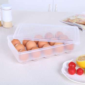 Kitchen 15-grid refrigerator egg box plastic crisper portable storage box with lid household egg tray