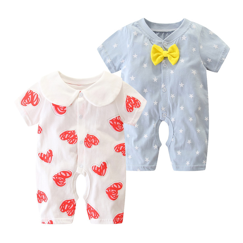 Newborn Baby Summer Clothes 0-3 Months Baby Hakayama Thin Body Clothes 6 Pure Cotton Short Sleeve Newborn Clothes Summer