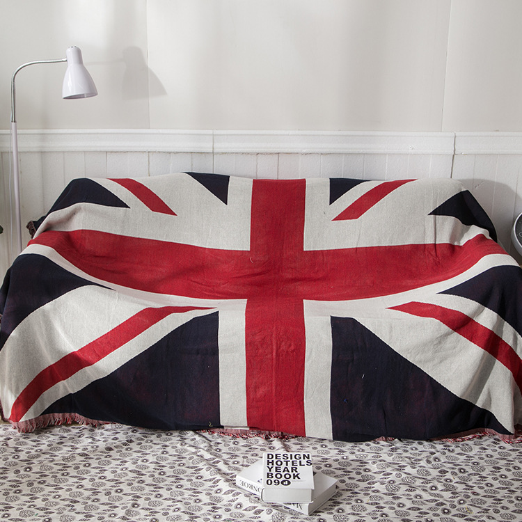 Retro nostalgic British flag double-sided sofa blanket thread blanket fashion cotton sofa cushion spot wholesale