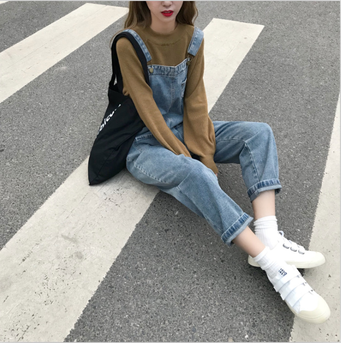 Loose Fit Denim Overalls for Women Stylish and Flattering Versatile for Students Perfect for Spring and Autumn