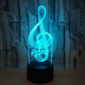 New Musical Note 3D Colorful Visual Lamp, Colorful Touch Control 3D Led Lamp, Creative Gift 3D Lamp