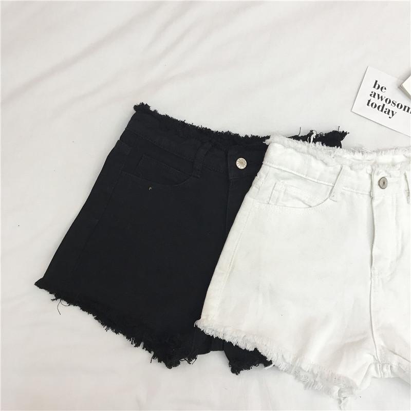 High Waisted Distressed Denim Shorts Loose Fit Frayed Hem Korean Style Summer Casual Wear Wholesale Available