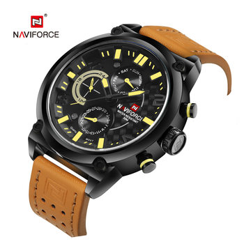NAVIFORCE Lingxiang 9068L Large Dial Real Belt Men's Watch Student Sports Luminous Quartz Watch