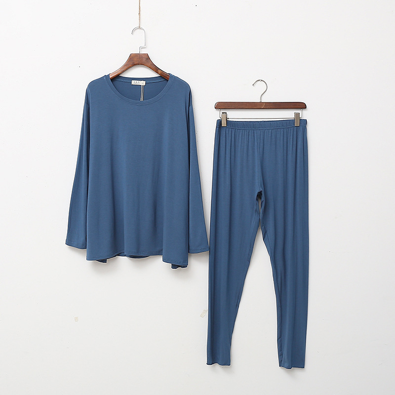 睡衣女秋季长袖宽松莫代尔韩版大码冬季家居服套装夏季哺乳月子服