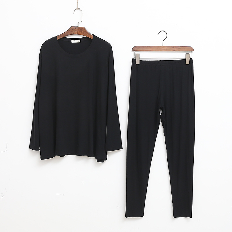 睡衣女秋季长袖宽松莫代尔韩版大码冬季家居服套装夏季哺乳月子服