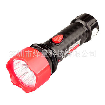 Factory wholesale LED plastic flashlight rechargeable household emergency lighting stall running rivers and lakes goods source