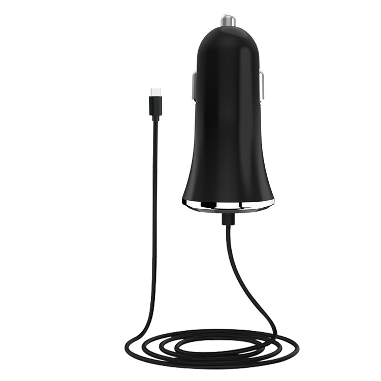 Car charger mobile phone fast charging car electronic belt line one drag two cigarettes 3.4A typce interface car charger