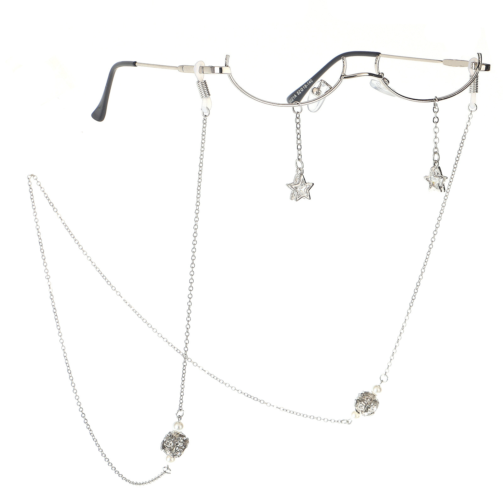 New No Lens Secondary Decorative Glasses Frame Personalized Star Zircon Diamond Hanging Chain Glasses Frame Glasses