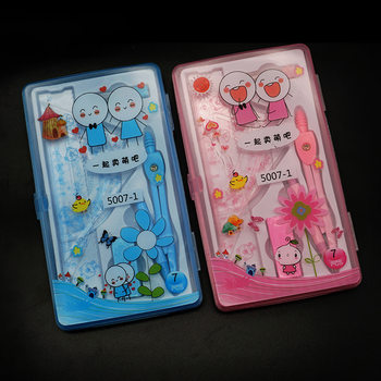 5007-1 Metal compass set 7-piece set with ruler rubber box for student drawing survey examination