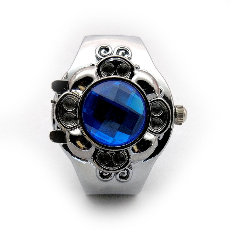 一件代发跨境专供外贸欧式翻盖亚克力宝石石英戒指女性手指表