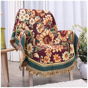 Dulcis European Cotton Sofa Towel African Chrysanthemum Pattern Three-Layer Thickeneded Thread Blanket Cotton Thread Woven Sofa Cushion Wholesale