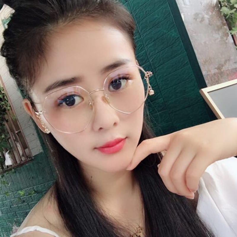 Anti-Blue Light Lens Polygonal Irregular Kickoff Flat Lens Women's Trendy Pendant Glasses Frame for myopia