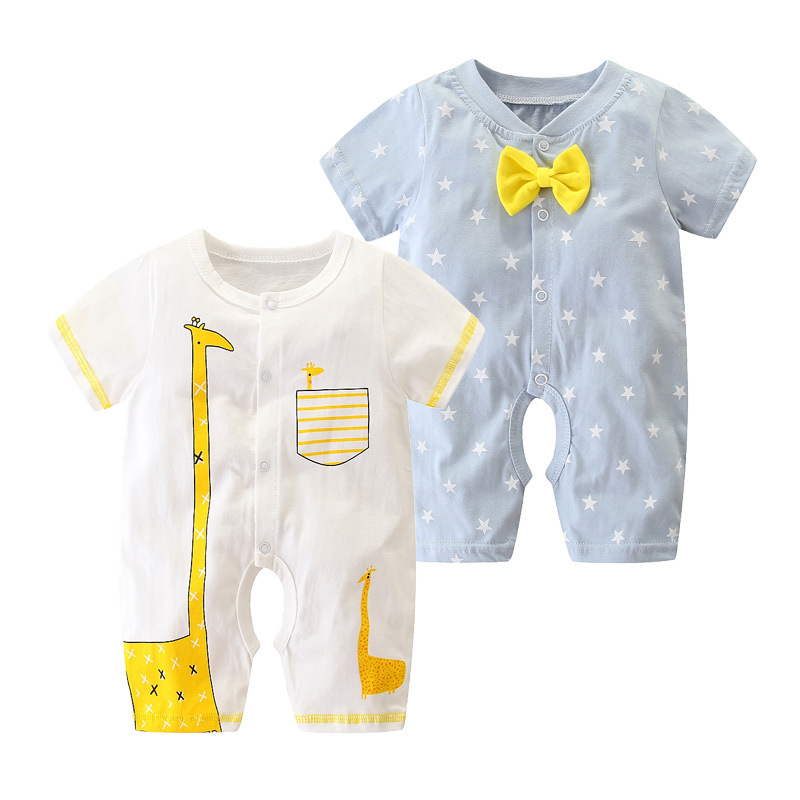 Newborn Baby Summer Clothes 0-3 Months Baby Hakayama Thin Body Clothes 6 Pure Cotton Short Sleeve Newborn Clothes Summer
