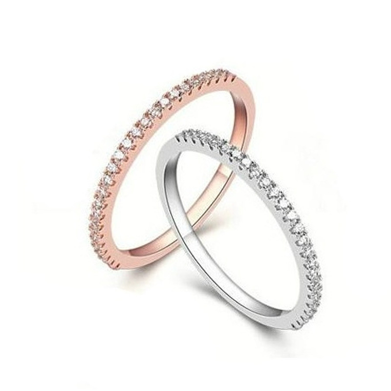 JZ002 single-row gold-plated thin tail ring for women full o...