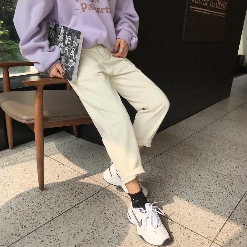 High Waisted Denim Harem Pants Chic Style Versatile Fit Classic 9 10 Length Casual Wear for Students Wholesale