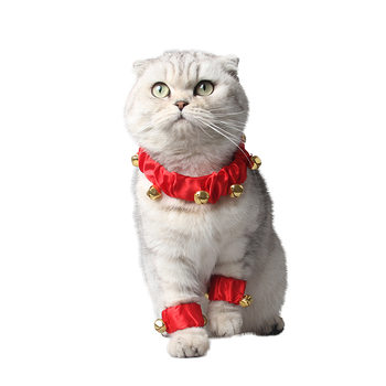 Red New Year Jewelry Soft Cloth Ring Bell Collar Jizaizi Pet Products Factory Cat Red Festive Feet Neck Ring