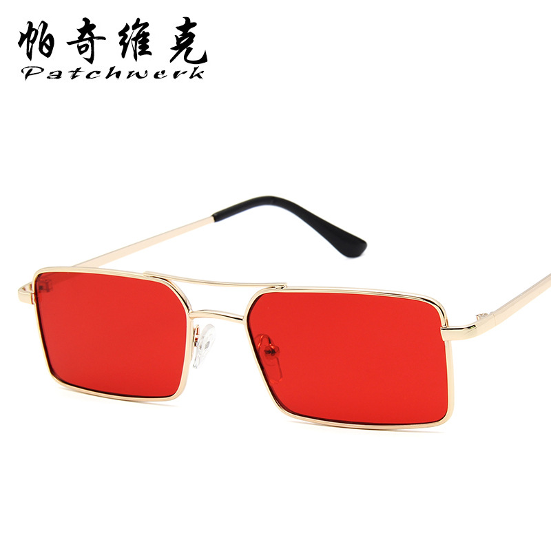Korean fashion box glasses frame Fashion Street flat mirror European and American trend new double beam metal glasses
