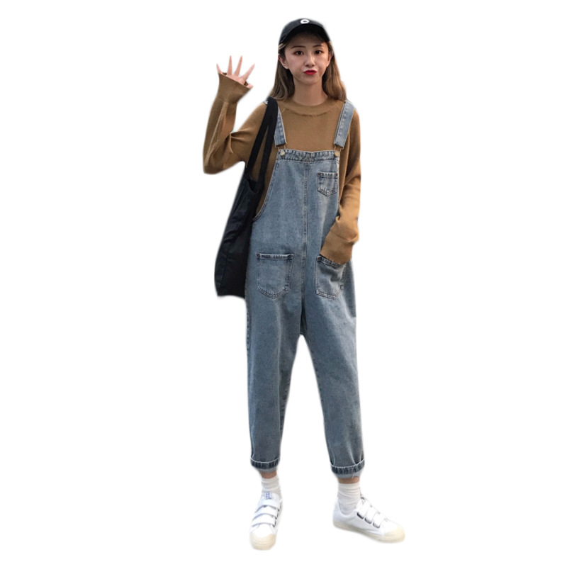 Loose Fit Denim Overalls for Women Stylish and Flattering Versatile for Students Perfect for Spring and Autumn