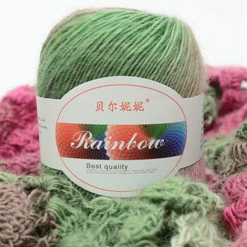 Segment dyed color line gradient long wool crochet shawl line pure wool line wholesale wool color wool Rainbow
