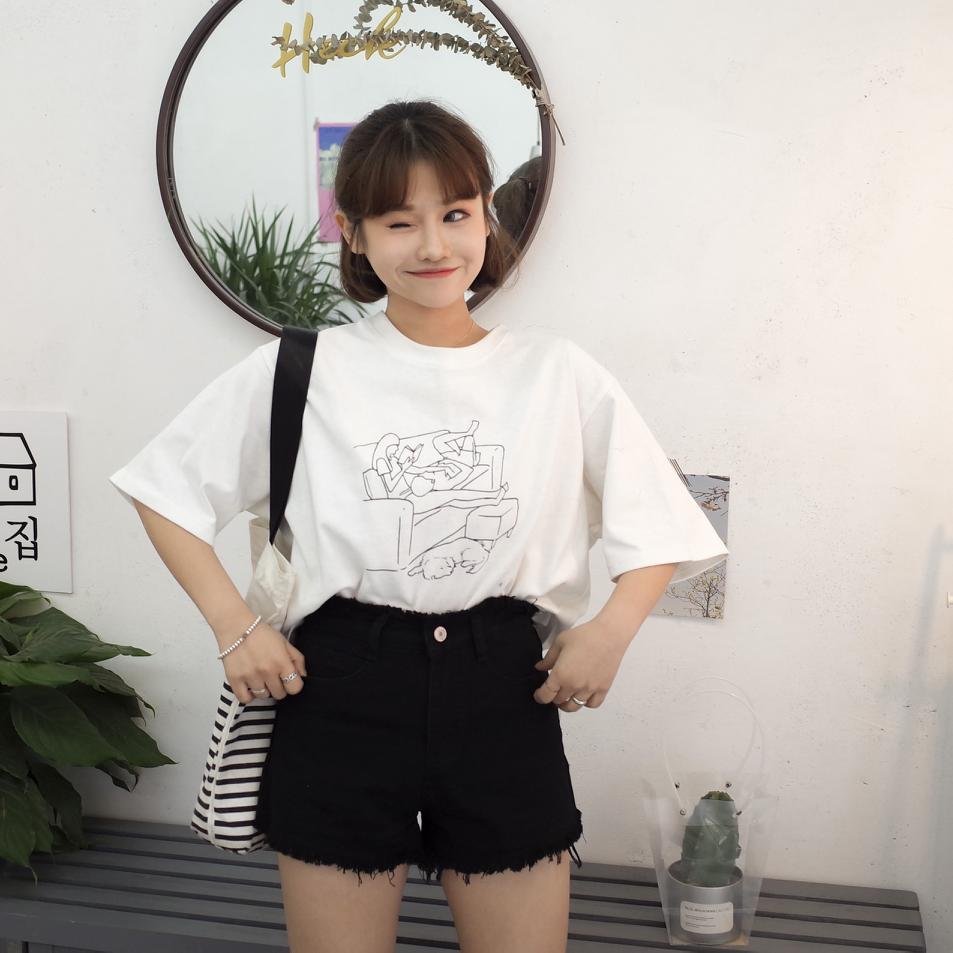 High Waisted Distressed Denim Shorts Loose Fit Frayed Hem Korean Style Summer Casual Wear Wholesale Available
