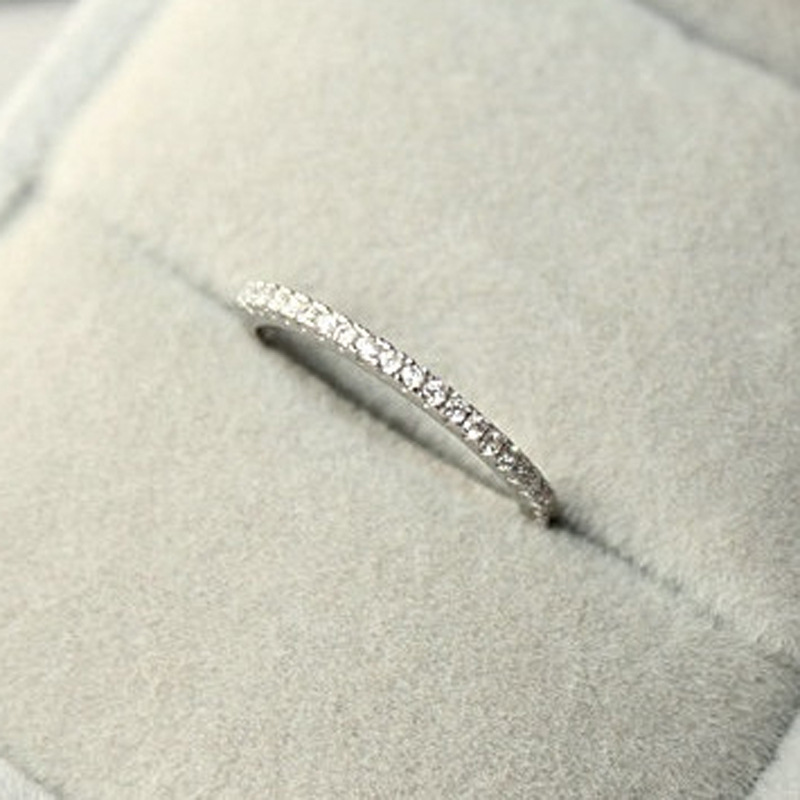 JZ002单排镀金细尾戒指女满钻锆石微镶钻指环韩版关节饰品