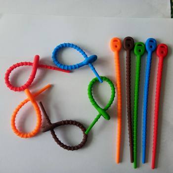 New Silicone Cable Tie Drawstring Top Cable Tie Desktop Organiser Silicone Soft Hanging Buckle Multifunctional Silicone Cable Tie