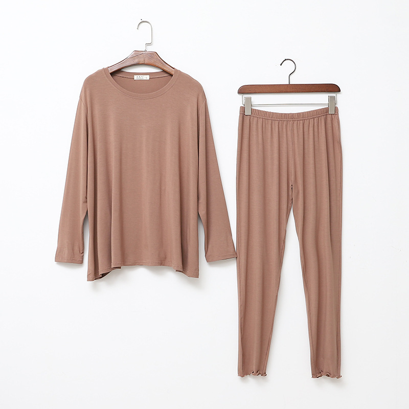 睡衣女秋季长袖宽松莫代尔韩版大码冬季家居服套装夏季哺乳月子服