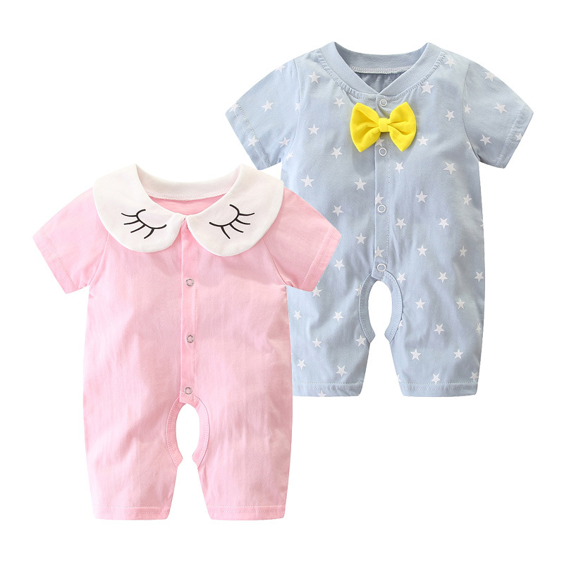 Newborn Baby Summer Clothes 0-3 Months Baby Hakayama Thin Body Clothes 6 Pure Cotton Short Sleeve Newborn Clothes Summer