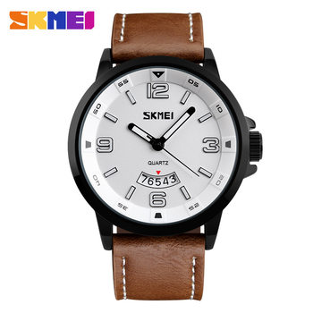 Shikemei Manufacturer Directly Supplies Waterproof Men's Business Watches, Casual and Fashionable Quartz Watches, Genuine Leather Student Watches with Large Dial