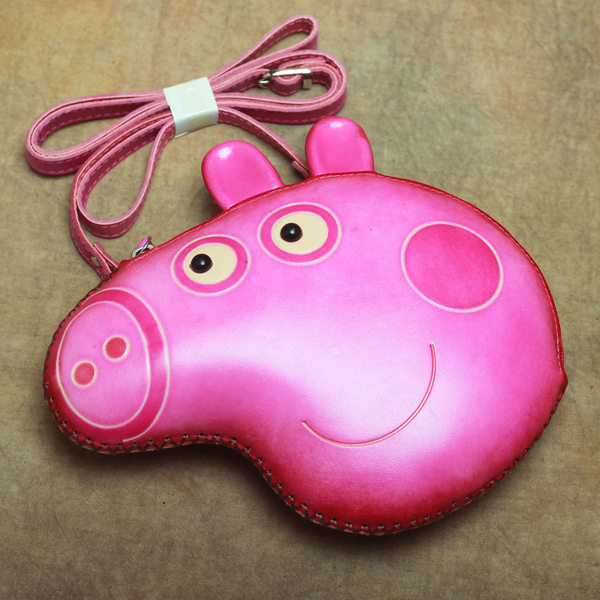 Túi Đeo Vai/Đeo Chéo/Balo Mini Hình Heo Peppa Pig Da Thật Màu Hồng