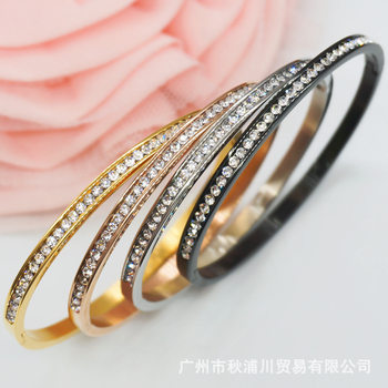 Titanium steel Korean fashion micro-inlaid round diamond bracelet temperament simple women's bracelet cross-border stainless steel jewelry