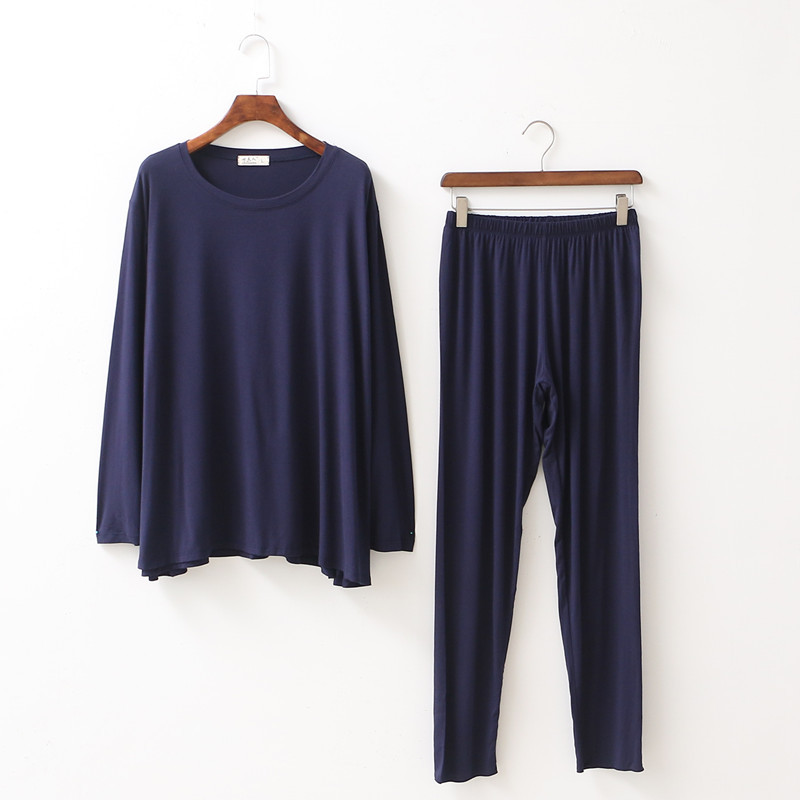 睡衣女秋季长袖宽松莫代尔韩版大码冬季家居服套装夏季哺乳月子服